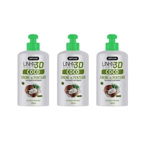 Creme Para Pentear Soft Hair 280Ml Coco 3D - Kit Com 3Un