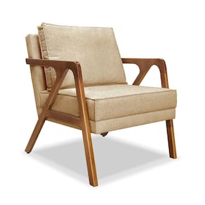 Poltrona Decorativa Ana para Sala de Estar Linho Dourado - Montanaris Decor