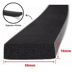 Espuma Fita Adesiva Eva Borracha Vedação E=10Mmx10 Mts Preta
