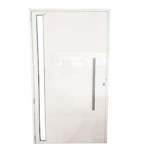 Porta Lambril de Alumínio Branco 2.10 X 0.80 x 0.045 com Puxador e Vidro