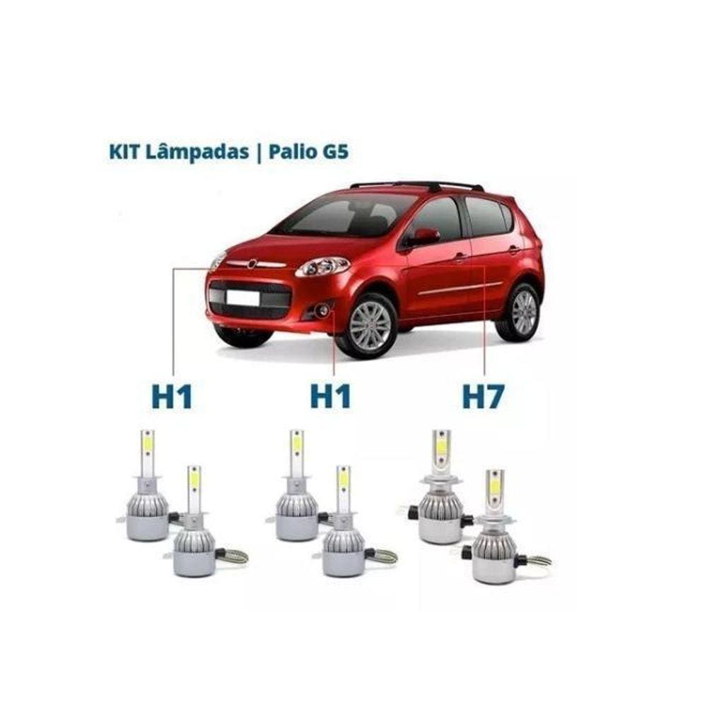 Kit Super Led Palio G5 2012 A 2013 Farol Alto Baixo E Milha