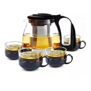 Chaleira Bule Infusor 1L E 4 Xícaras Em Vidro Cozinha Jarra