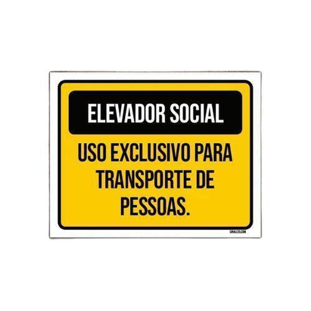 Kit 3 Placas Elevador Social Uso Exclusivo Transporte