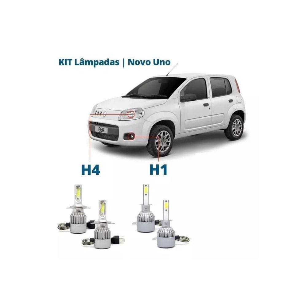 Kit Super Led Uno Vivace 2012 Farol Alto Baixo E Milha
