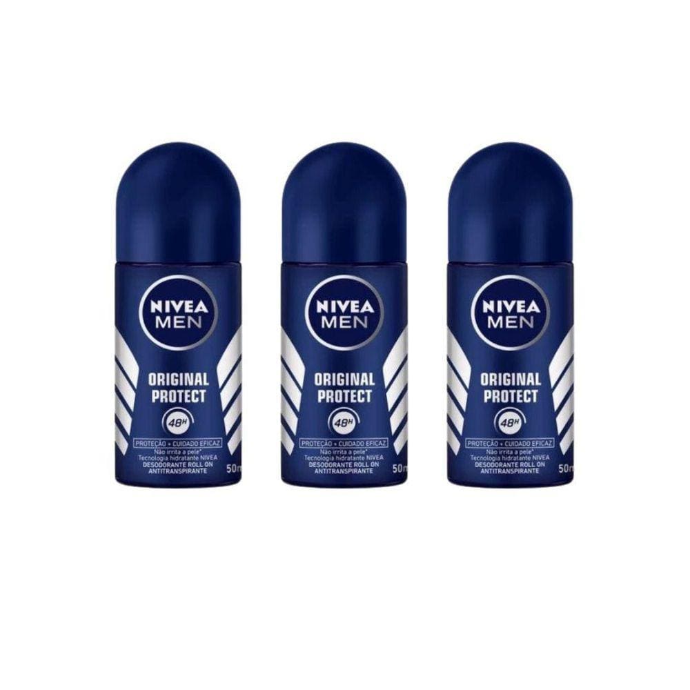 Desodorante Roll-On Nivea 50Ml Masc Protect- Kit3Un