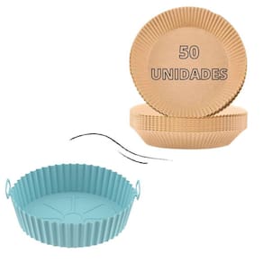 Kit Forma Silicone E Forro De Papel Descartável Airfryer