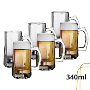6 Caneca De Chopp Cerveja Vidro Grosso Sublimação