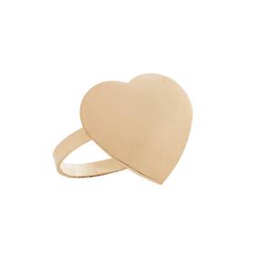 Conjunto 04 Anéis Guardanapo Zamac Heart Dourado 4X3,5Cm
