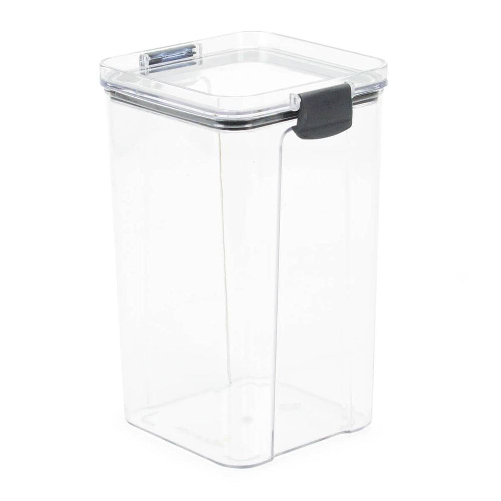 Pote Hermético Quadrado Transparente Com Trata 1,5L Preto