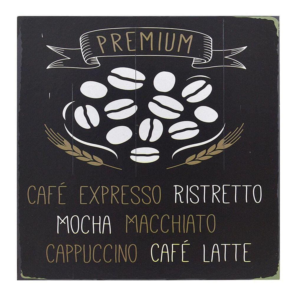 Quadro Decorativo Em Madeira Frases Café Modelo 2 24X24Cm
