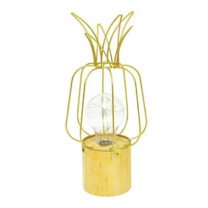 Abajur Luminaria De Mesa Led Aramada Abacaxi Dourado