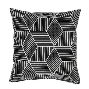 Capa De Almofada Minimalista Linhas Preto 42X42Cm