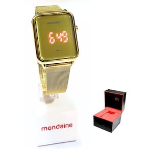 Relógio Mondaine Feminino Digital Led Dourado 32171LPMVDE1