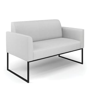 Sofá Namoradeira Base Industrial Preto Marisa Linho Cinza A05 D03 - D`Rossi
