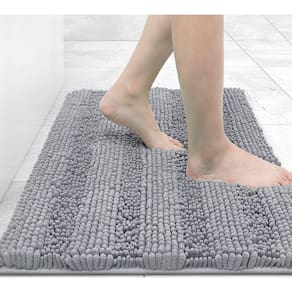 Tapete de banho Grandaily Chenille listrado 60x40cm cinza