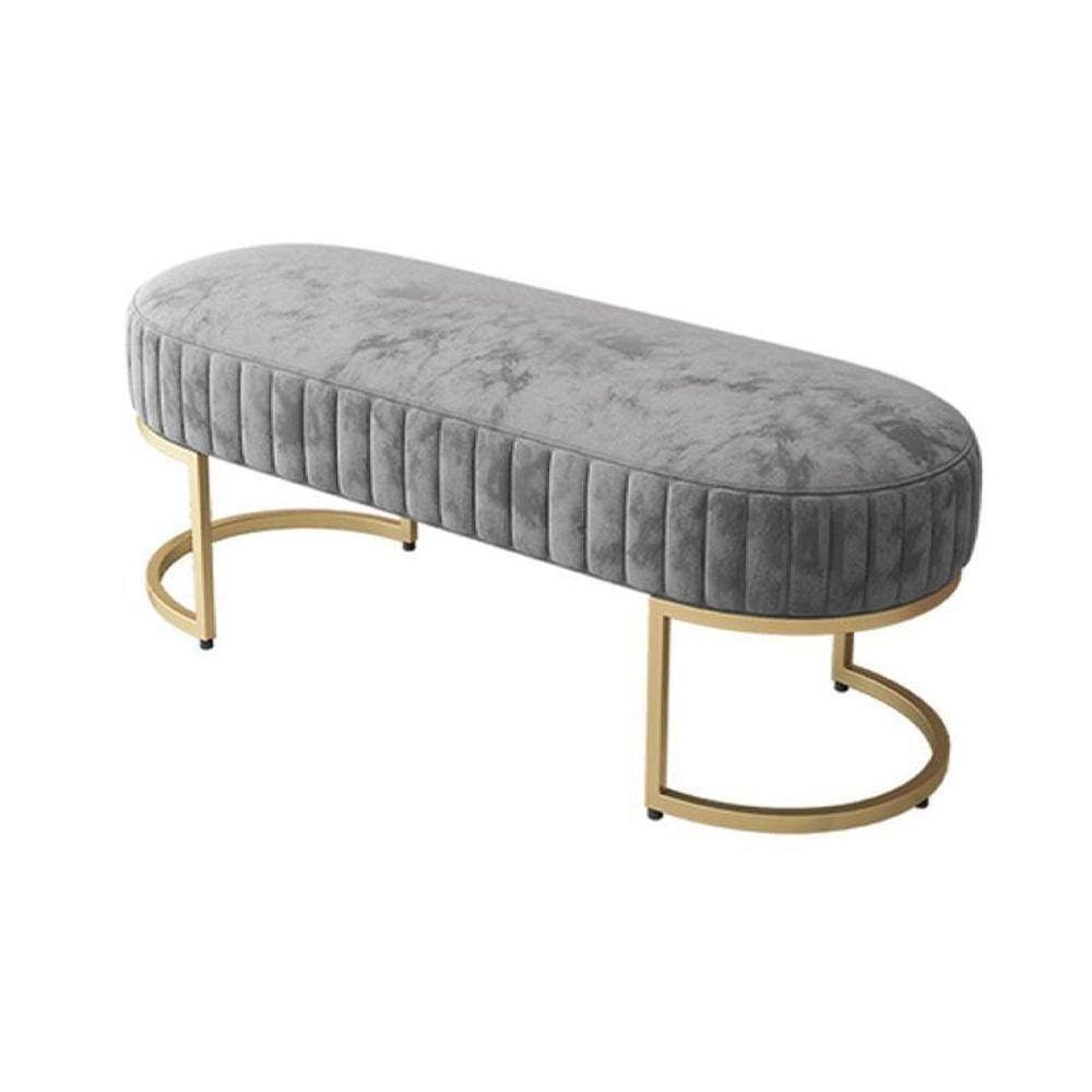 Banco Recamier Bella Com Pés De Aço Cinza Cinza
