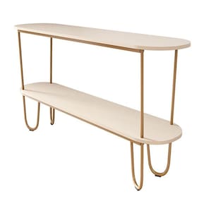 Aparador Requinte Pés De Aço Tubolar 160 Cm Off White/dourado Off White/dourado