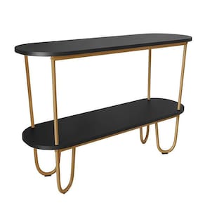 Aparador Requinte Pés De Aço Tubolar 120 Cm Preto/dourado Preto/dourado