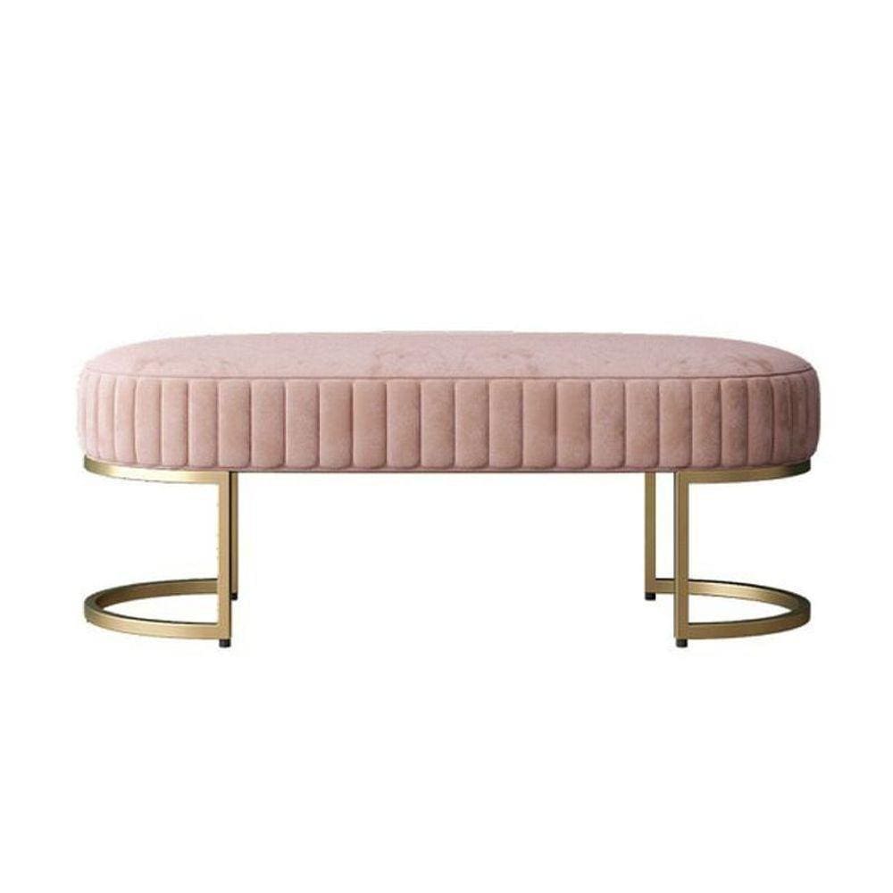 Banco Recamier Bella Com Pés De Aço Rosa Rosa