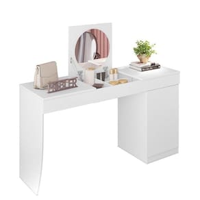 Escrivaninha Penteadeira Crystal Tampo Basculante Com Espelho Branco Fosco Branco Fosco