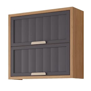 Armario Aereo Divina 80 Cm Com 2 Portas Freijo/titanium Freijo/titanium