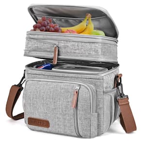 Lancheira MIYCOO Double Deck, à prova de vazamentos, isolada, 15L, cinza