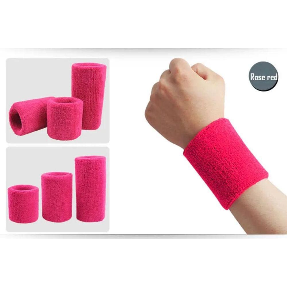 Munhequeira Aolikes Alta Absorção de Suor Crossfit -Rosa Escuro 15 cm