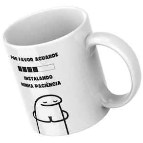 Caneca Xicara de Porcelana Personalizada Meme Flork Instalando Paciencia