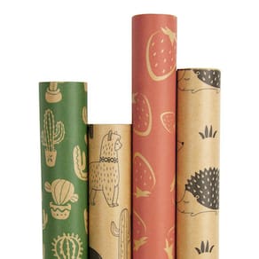 Papel de embrulho RUSPEPA Kraft Cactus/Morango/Alpaca/Hedgeh
