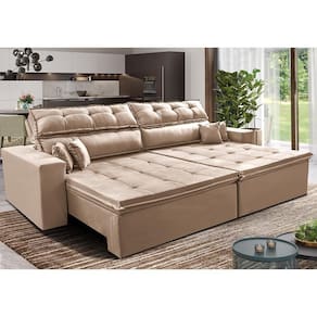 Sofá Retrátil e Reclinável 2,92m Luxos. Cama inBox Velusoft
