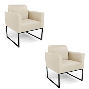 Kit 2 Poltronas Base Industrial Preto Marisa Corino Bege D03 - D`Rossi
