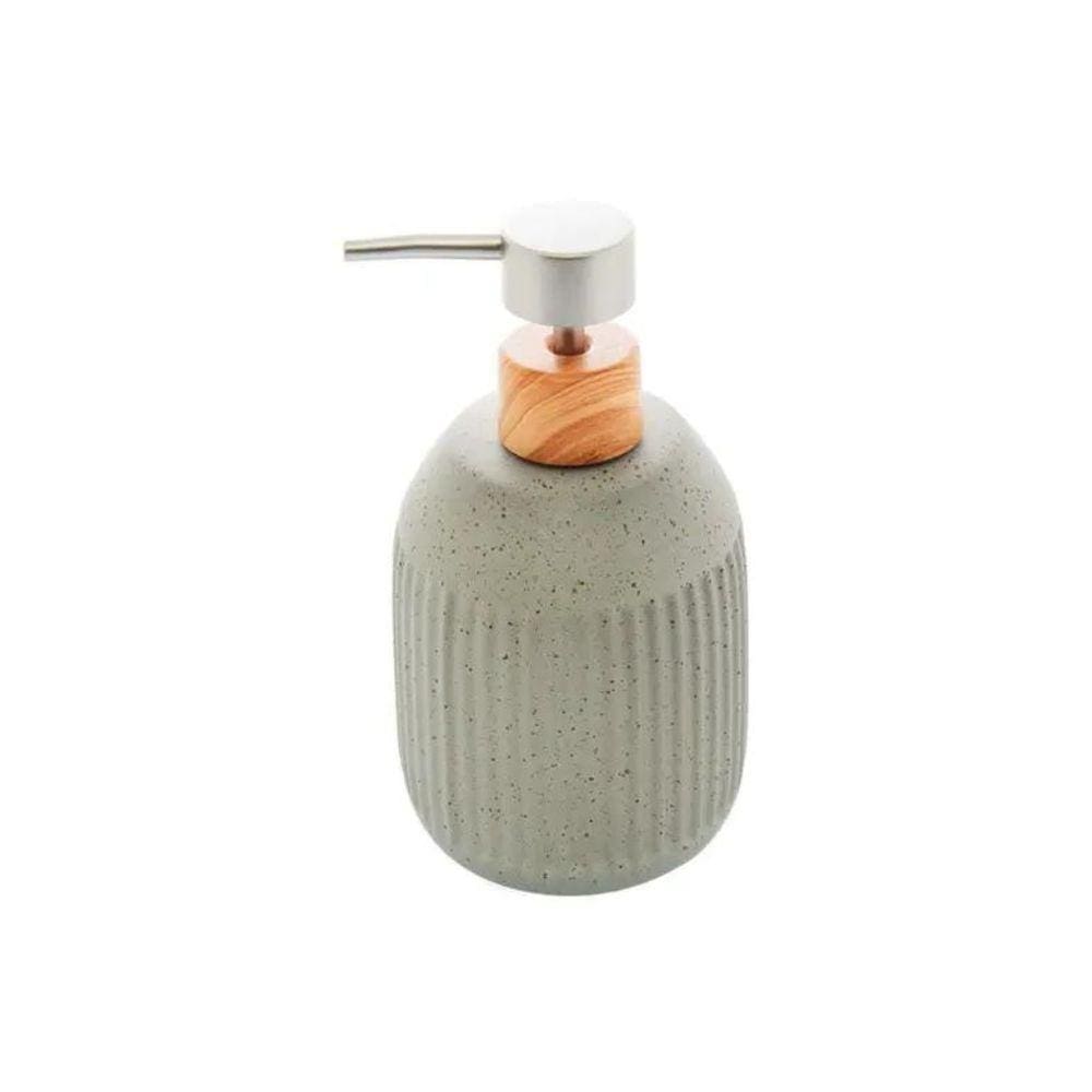 Dispenser Para Sabonete Líquido Em Cerâmica Granilite Lines 430ml Lyor Cinza