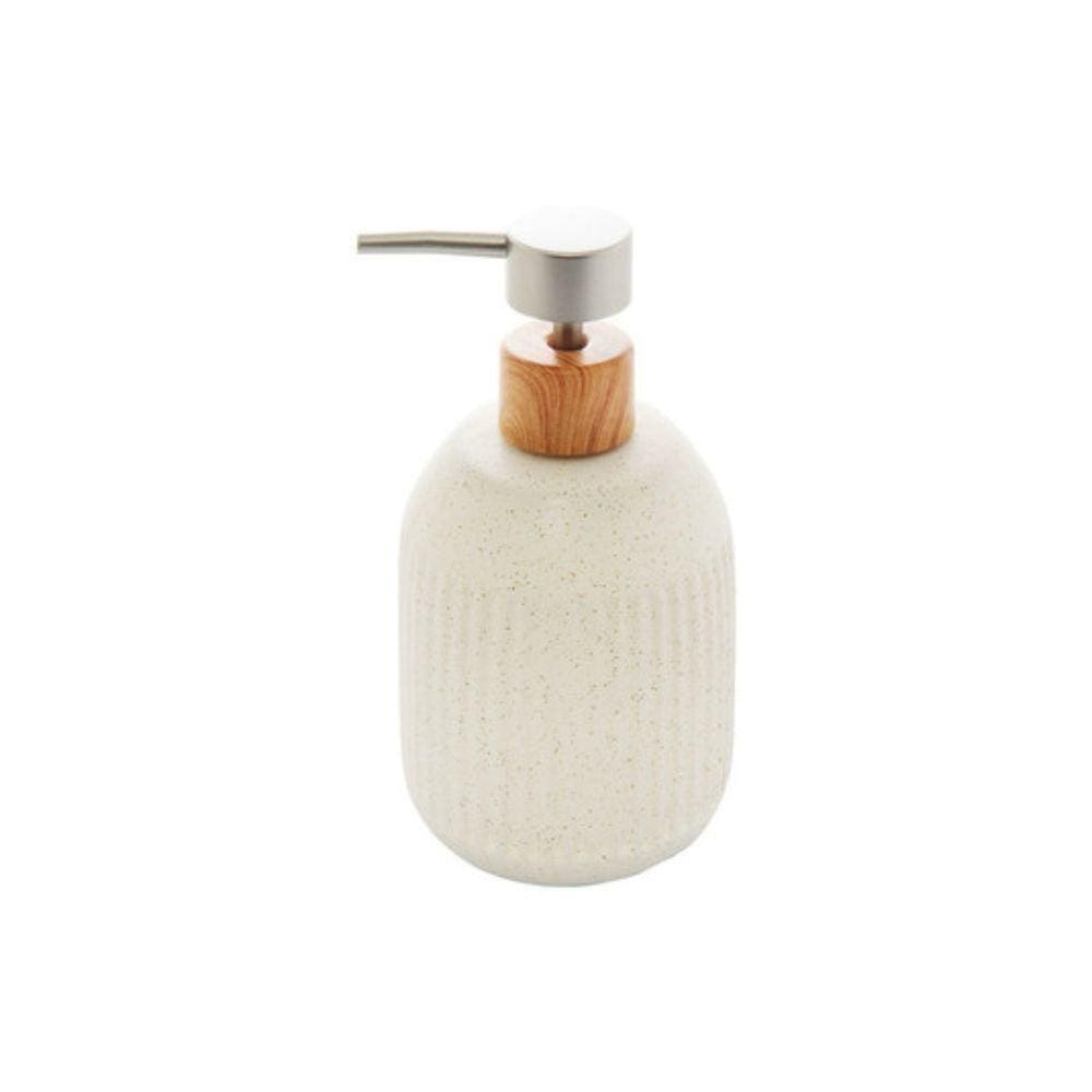 Dispenser Para Sabonete Líquido Em Cerâmica Granilite Lines 430ml Lyor Branco