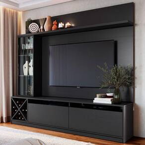 Rack com painel para TV ATÉ 60 POLEGADAS 3 PORTAS 2020 PTX PRETO - QUIDITÁ MÓVEIS