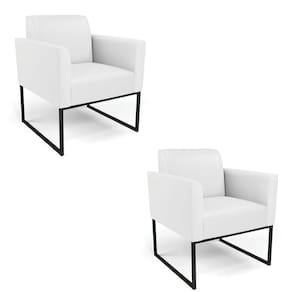 Kit 2 Poltronas Base Industrial Preto Marisa Corino Branco D03 - D`Rossi