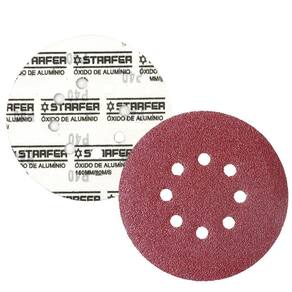 Kit 10 Disco de Lixa Vermelho Fecho Aderente Pluma 8 Furos 115mm Grão 40 - Starfer