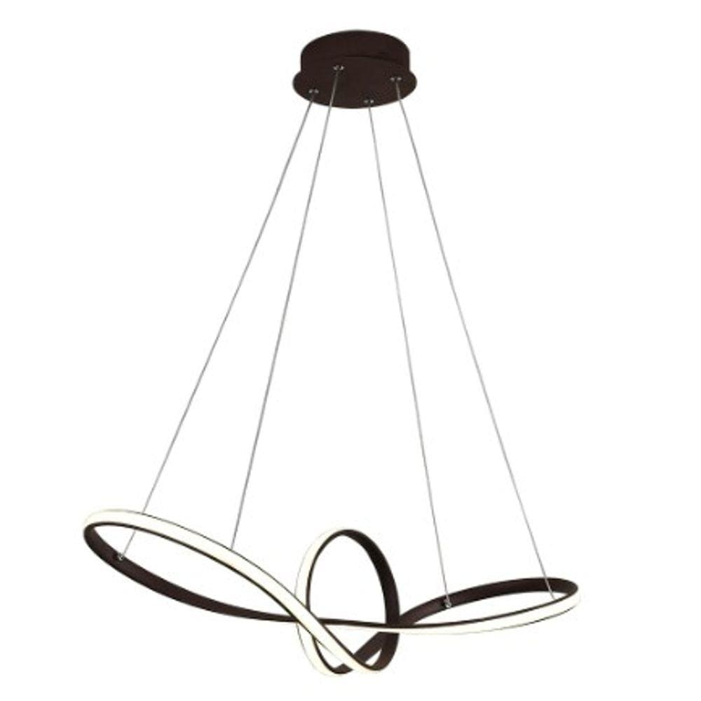 Pendente Moderno Marrom 76cm Led 45W 3 em 1 Bivolt