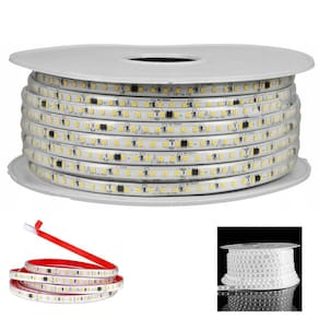 Fita LED SMD 6500K 127V 100 Metros Plug Conector Fita Dupla Face Perfil Sanca Gesso Quarto Sala Comercial Residencial