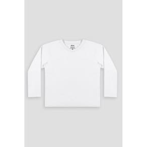 Camiseta Básica Malha Branco Algodão Manga Longa Infantil Menino
