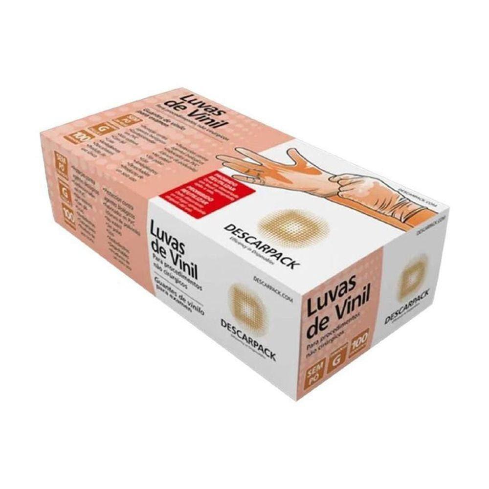 Luva Descartável Vinílica Procedimento Descarpack Caixa 100