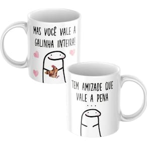 Caneca Xicara de Porcelana Personalizada Meme Flork Amizade melhor amigos