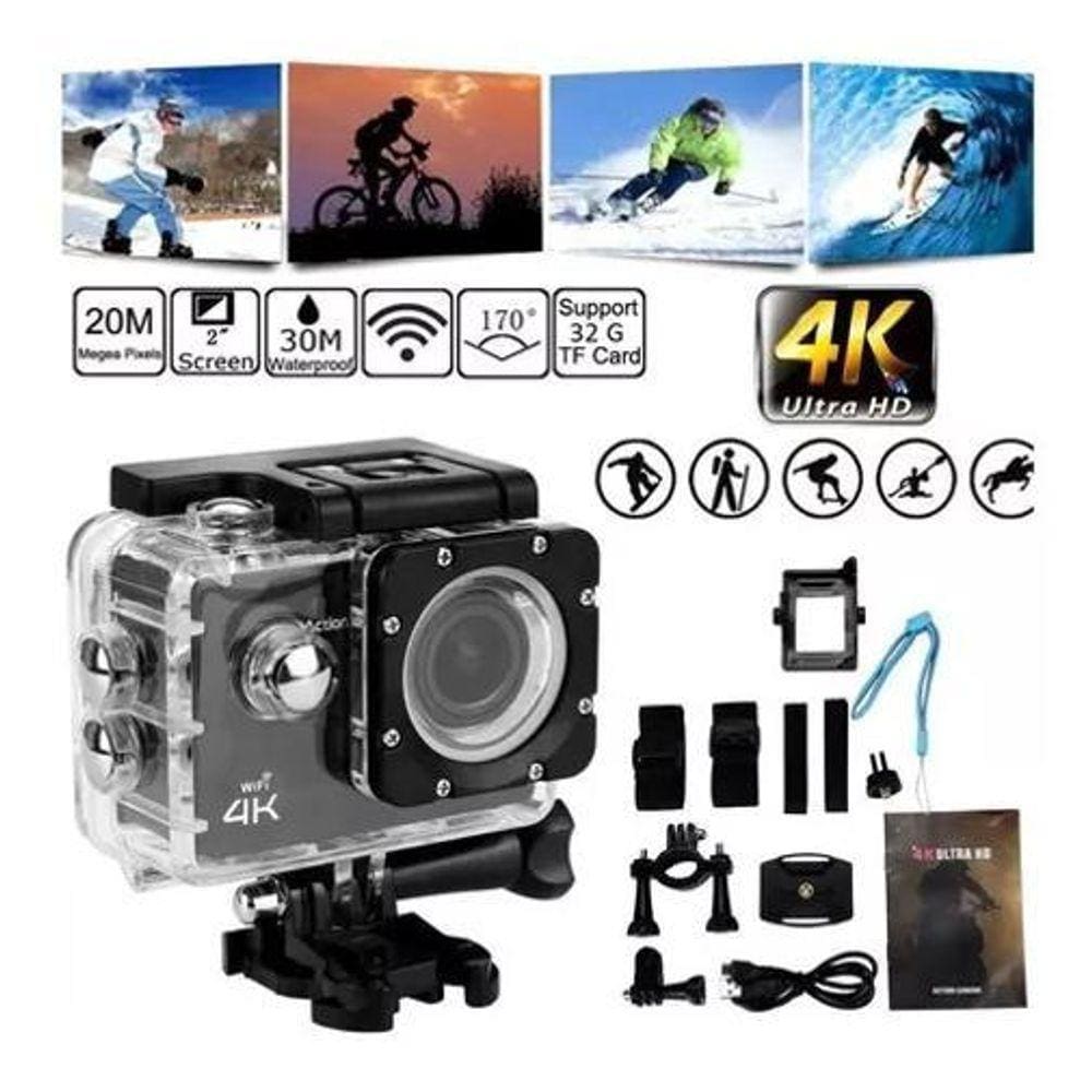Camera Wifi Filmadora Ultra Hd 16 Mp Prova D Agua Video Foto