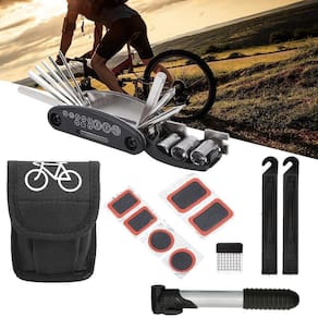 Kit Ferramentas De Reparo, Bomba, Remendo E Chave Para Bike