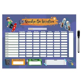 Quadro Tabuada De Metal Multiplicação 40X29Cm + Caneta M14