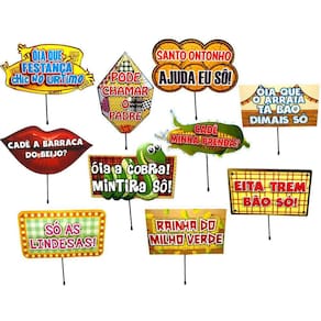 Kit 10 Placa Plaquinha Decorativa Festa Junina Selfies
