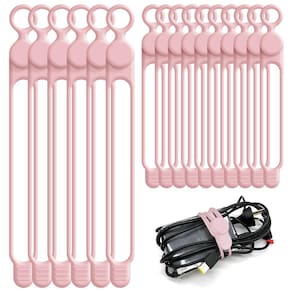 Cable Ties Cord Organizer Nearockle Silicone 16PCS (rosa)