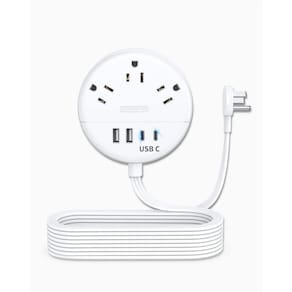 Cabo de extensão NTONPOWER de 15 pés com 3 saídas e 4 portas USB