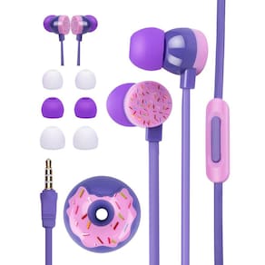 Fones de ouvido com fio OHEDMEH Cute Donut para crianças com microfone Purp