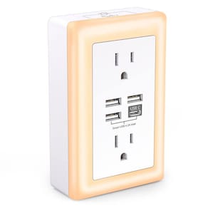 Protetor de sobretensão com carregador de parede USB Nustsa com luz noturna