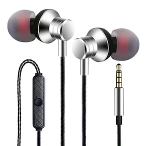 Fones de ouvido com fio Empsun com microfone prateado